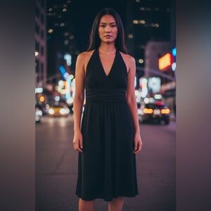 Jones Wear Elegant Black Halter Backless Dress